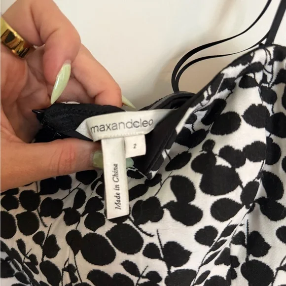 Max & Cleo Strapless Dress with Black and White Pattern - Picture 2 of 6